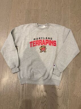 Champion Gray Maryland Terrapins Crewneck with Red Logo